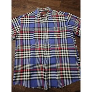 Twenty X Shirt Mens L Blue Plaid Short Sleeve Button Up Western Casual